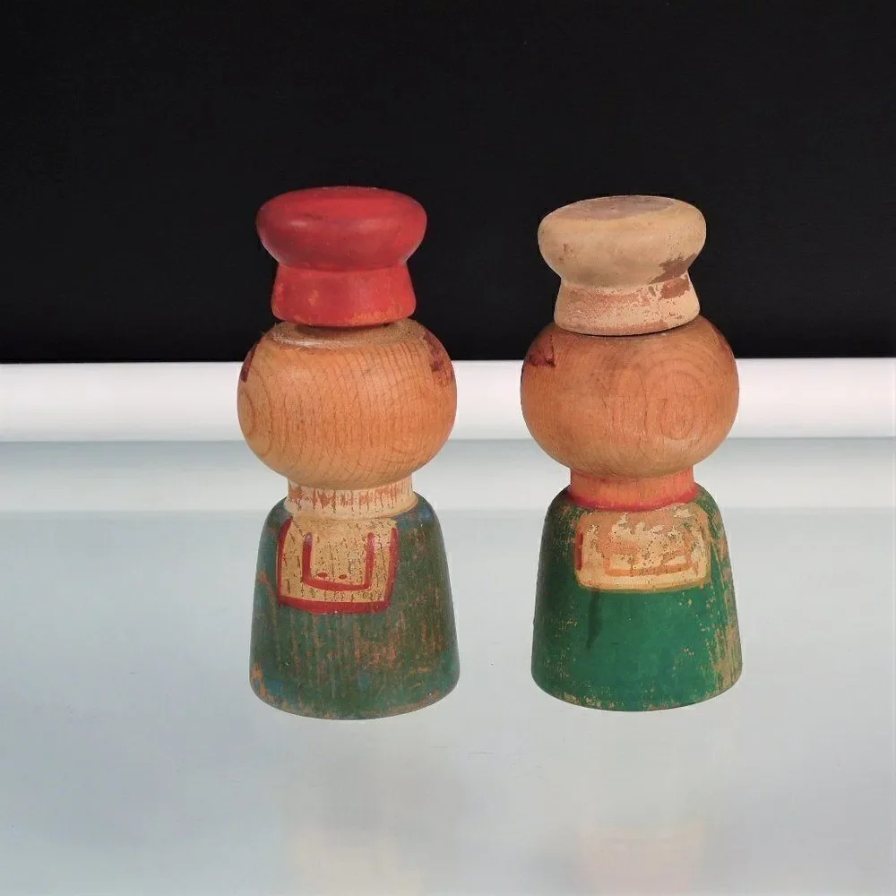 Salt Pepper Shakers Wooden Distressed